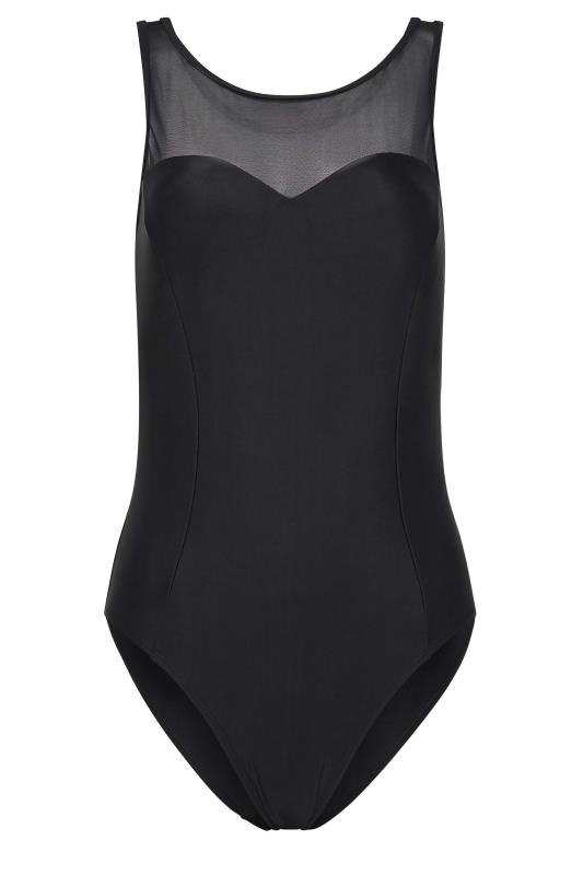 YOURS PETITE Plus Size Black Mesh Contour Swimsuit | Yours Clothing 1