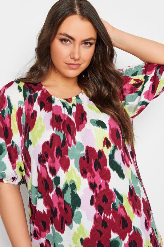 YOURS Plus Size Red Abstract Floral Print T-Shirt | Yours Clothing 5