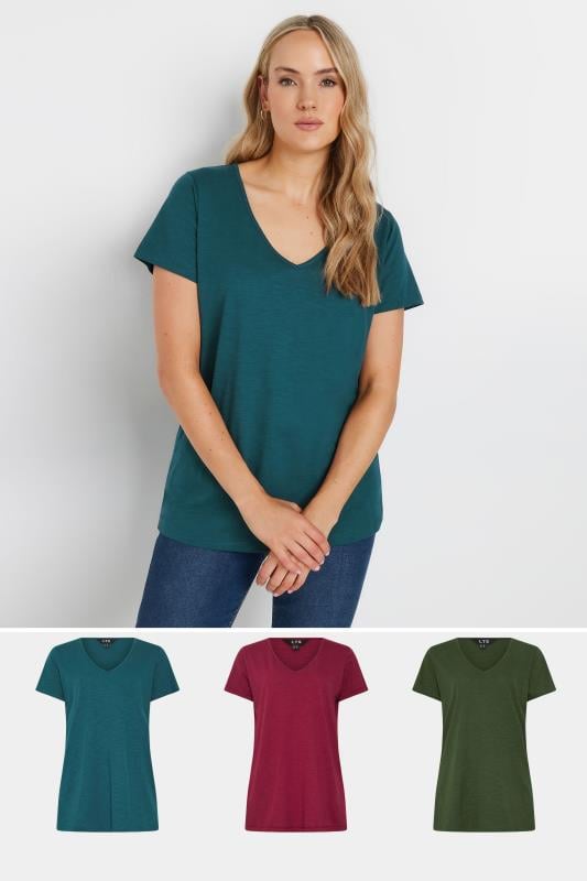 Tall  LTS Tall 3 Pack Red & Green V-Neck T-Shirts