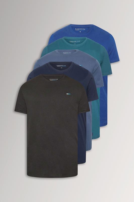 BadRhino Big & Tall paquete de 5 camisetas lisas en azul y negro