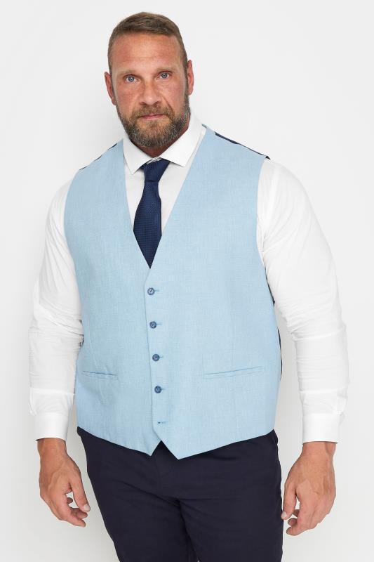 BadRhino Tailoring Big & Tall Light Blue Linen Suit Waistcoat | BadRhino 1