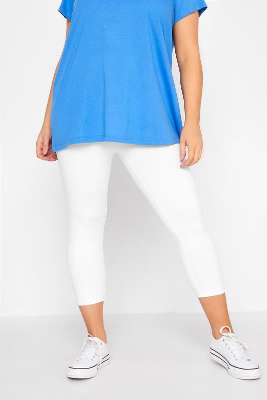 Plus Size YOURS FOR GOOD White Cotton Essential Cropped Leggings | Yours Clothing 1