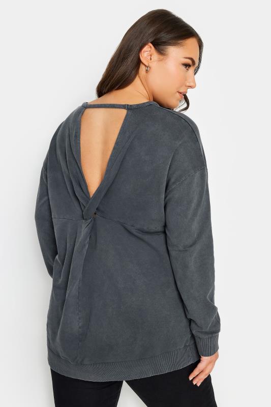 YOURS Plus Size Grey Acid Washed Sweatshirt | Yours Clothing 3