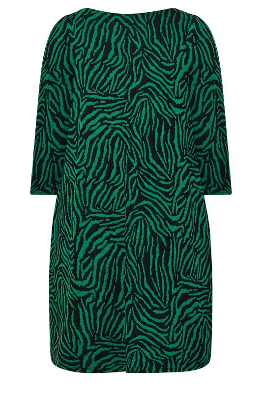 YOURS LONDON Plus Size Green Zebra Print Jacquard Knitted Pocket Dress | Yours Clothing 7