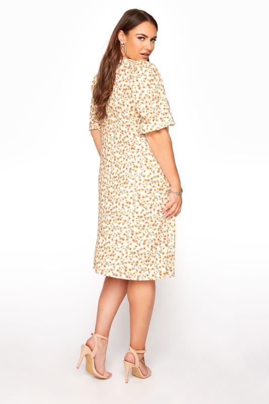 YOURS LONDON Curve Yellow Ditsy Floral Puff Sleeve Dress_C.jpg