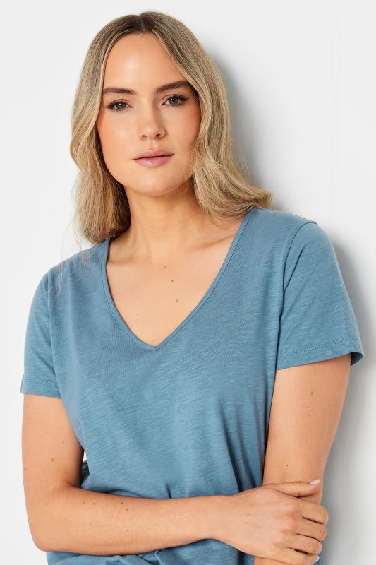 LTS Tall Womens Denim Blue V-Neck T-Shirt | Long Tall Sally 4