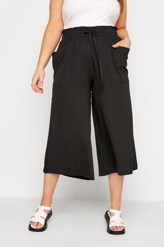 Candid Styles Womens Stretch Ladies Plus Size Elasticated Cropped Crepe Plain Culottes Shorts 12-30