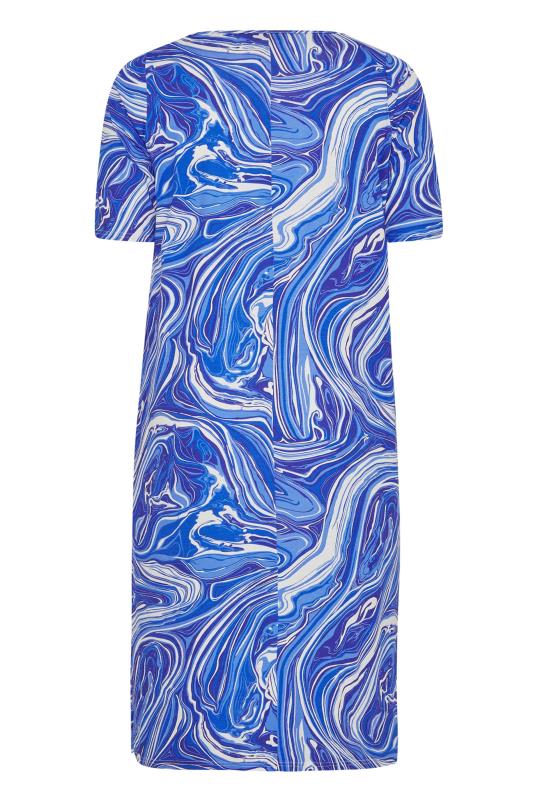Plus Size Blue Marble Print Cut Out T-Shirt Dress | Yours Clothing  7