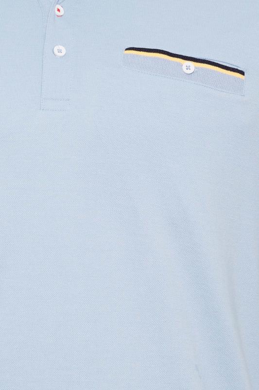 D555 Big & Tall Light Blue Pique Tipped Polo Shirt | BadRhino 2