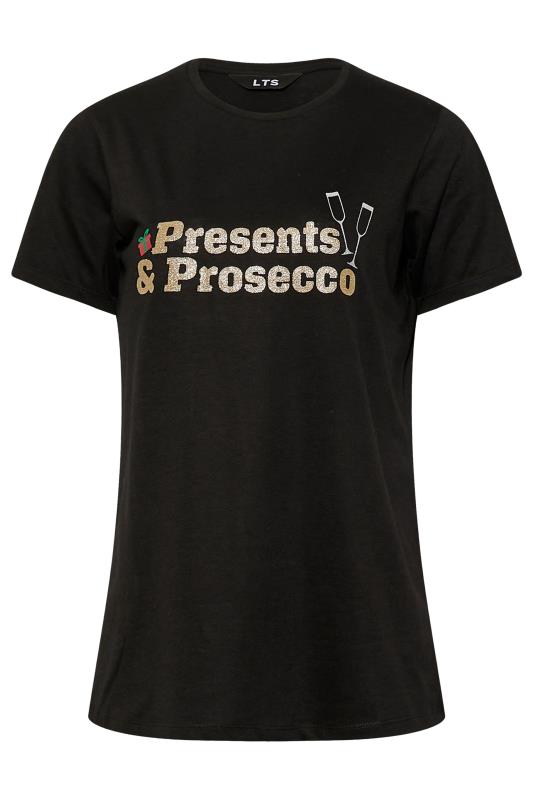 LTS Tall Black 'Presents & Prosecco' Christmas T-Shirt | Long Tall Sally 6