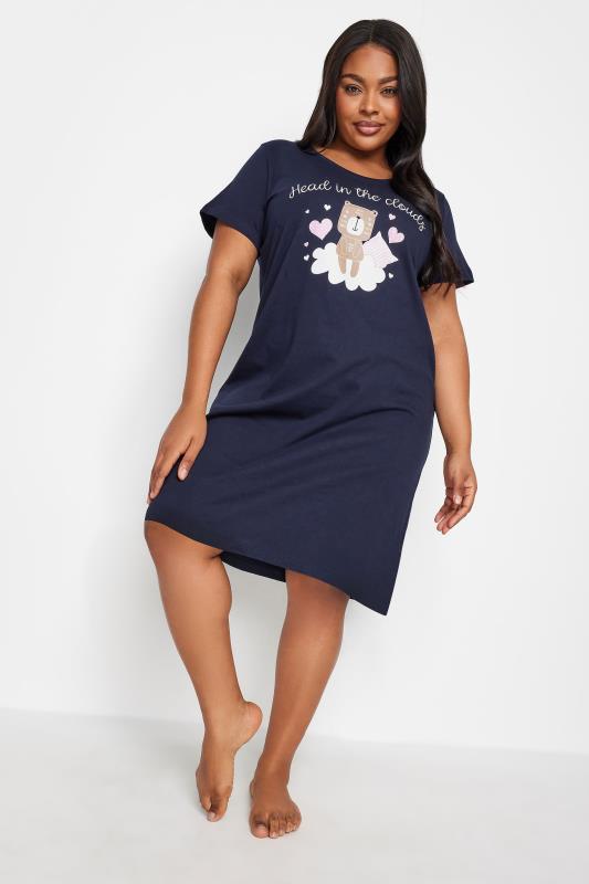 YOURS Curve Navy Blue 'Head In The Clouds' Nightdress 2