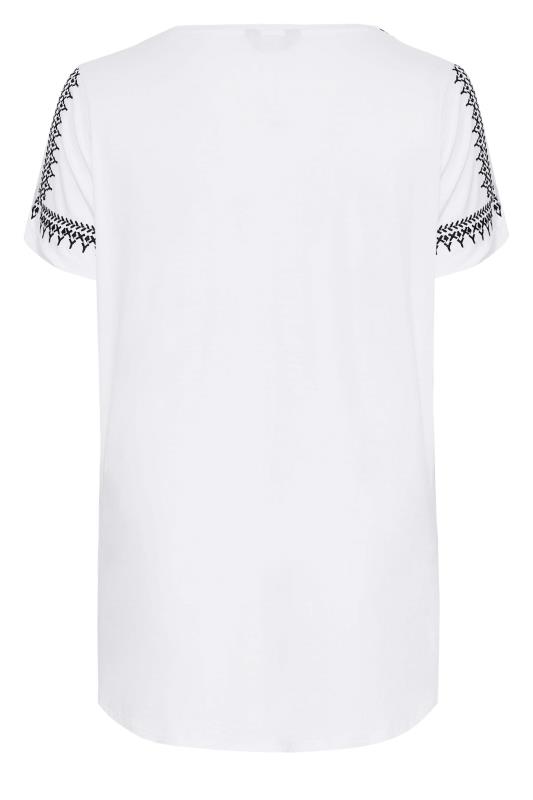 Curve White Aztec Embroidered Cold Shoulder Top 7