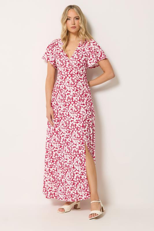  LTS Tall Maxikleid in Rot mit Blumenmuster und Wickeldesign