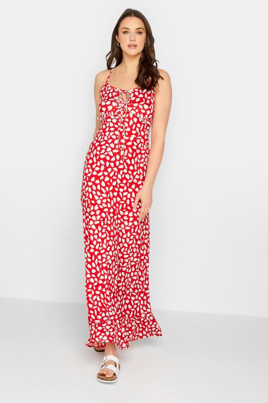 LTS Tall Women's Red Animal Markings Strappy Tie Front Dress | Long Tall Sally 1