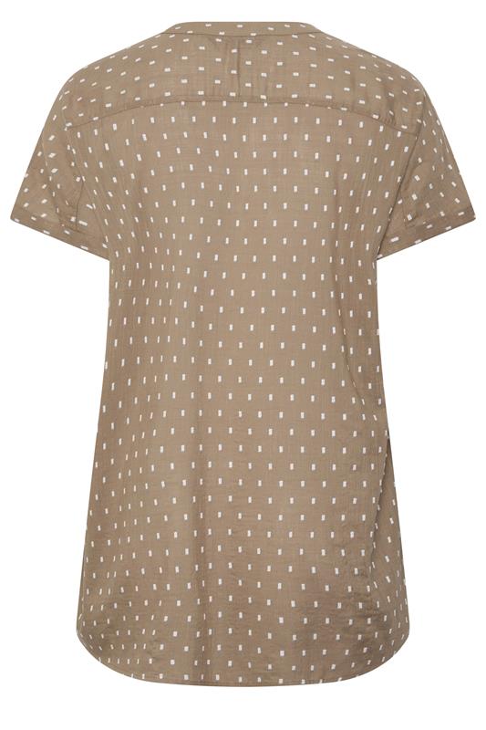 YOURS Curve Mocha Brown Notch Neck Dobby Blouse | Yours Clothing 6