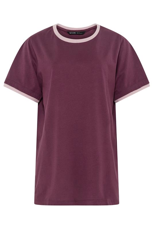 YOURS Plus Size Purple Contrast Trim T-Shirt | Yours Clothing 5