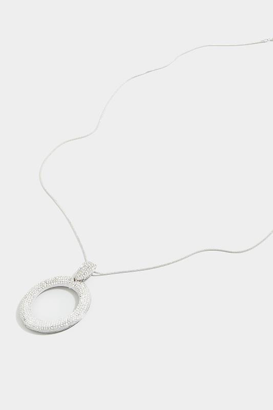 Silver Tone Diamante Pendant Long Necklace | Yours Clothing 3