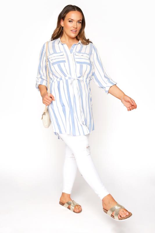 White and Blue Stripe Longline Peplum Shirt_B.jpg