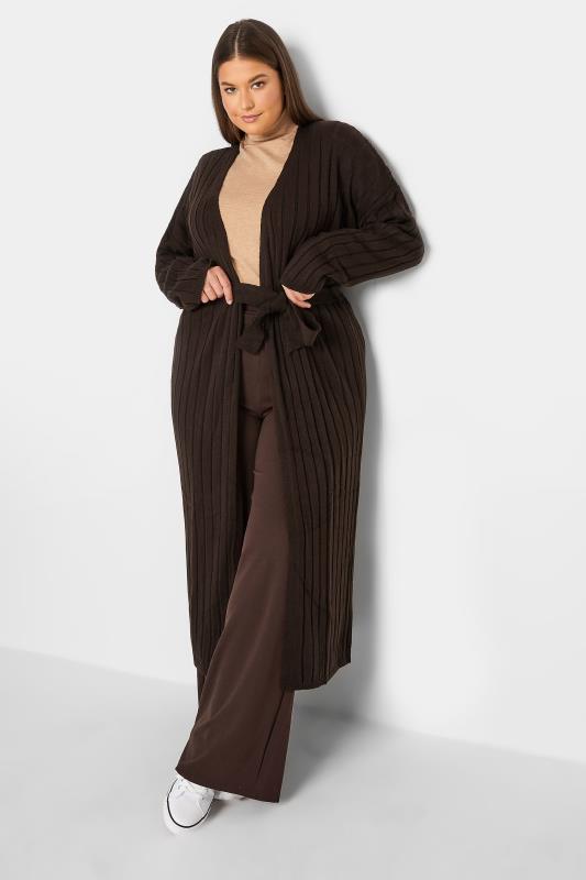 Tall  LTS Tall Chocolate Brown Belted Knitted Maxi Cardigan