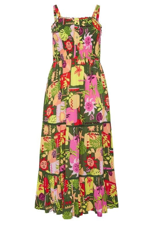 YOURS Plus Size Green Mixed Shell Placket Dress | Yours Clothing 5