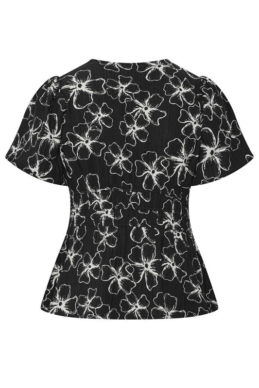 YOURS Plus Size Black Floral Print Puff Sleeve Blouse | Yours Clothing 6