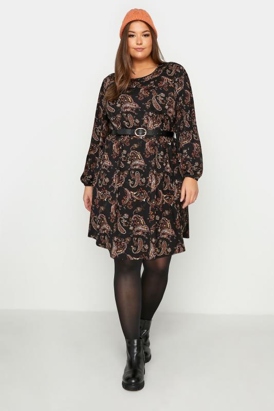 LIMITED COLLECTON Curve Black Paisley Print Swing Tunic Top_B.jpg