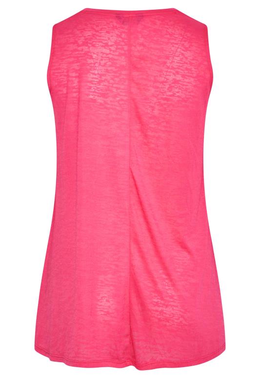 Plus Size Hot Pink Burnout Pleat Vest Top | Yours Clothing 6