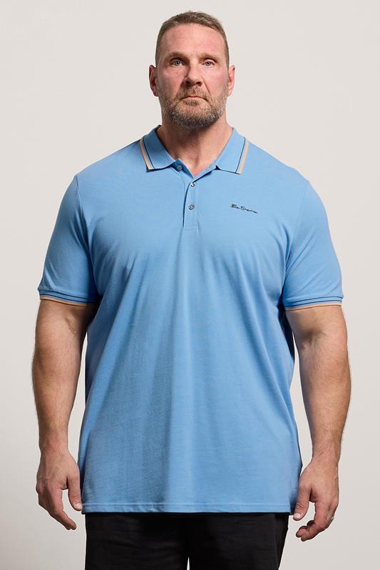 Ben Sherman Big & Tall Turquoise Blue Signature Pique Polo Shirt | BadRhino 1
