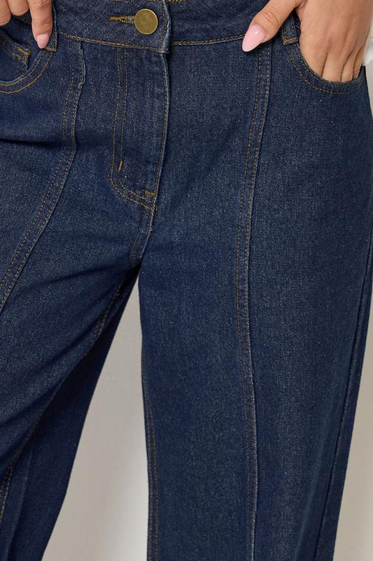PixieGirl Petite Women's Dark Blue Seam Front Turn Up Denim Jeans | PixieGirl 4