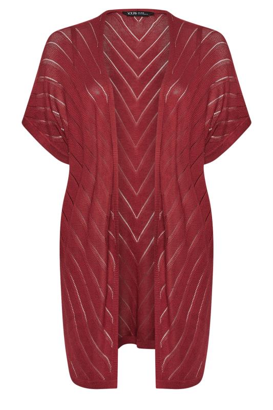 YOURS Plus Size Red Chevron Detail Cardigan | Yours Clothing 5