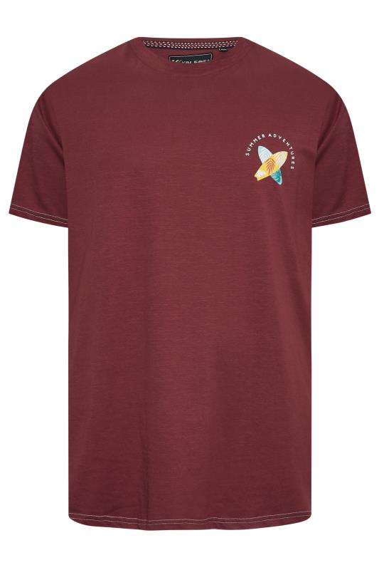 KAM Big & Tall Burgundy Red 'Summer Adventure' Print T-Shirt | BadRhino 4