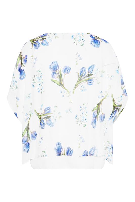 Curve White Floral Double Layered Blouse 7