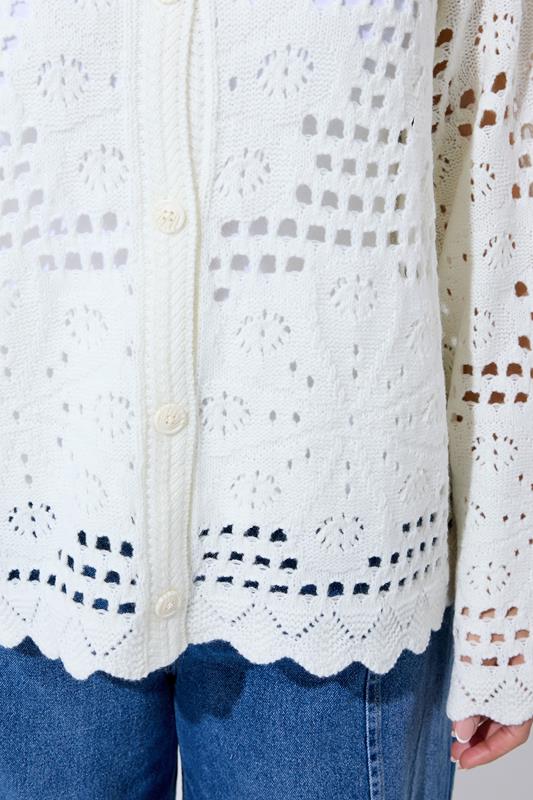 LIMITED COLLECTION Plus Size Ivory White Floral Crochet Cardigan | Yours Clothing 4