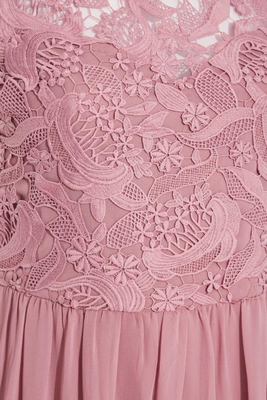 Plus Size YOURS LONDON Curve Pink Lace Front Chiffon Maxi Bridesmaid Dress | Yours Clothing  5