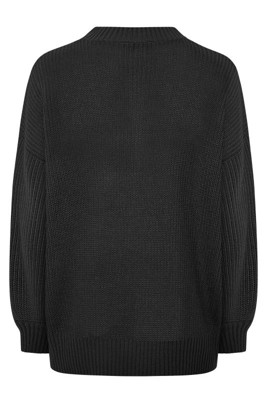 Black Oversized Balloon Sleeve Knitted Jumper | Yours Clothing