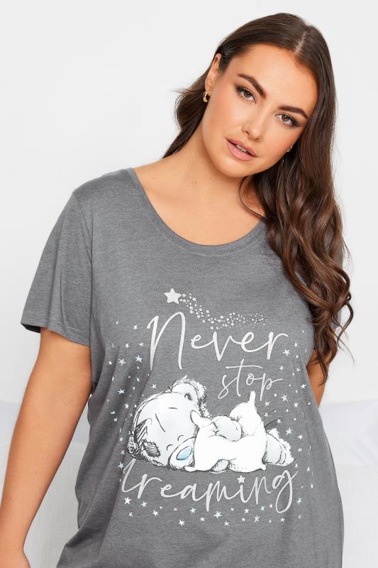 YOURS Plus Size Grey Tatty Teddy 'Never Stop Dreaming' Nightdress | Yours Clothing 4