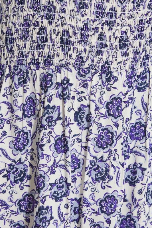LTS Tall Blue Floral Print Shirred Maxi Dress 5