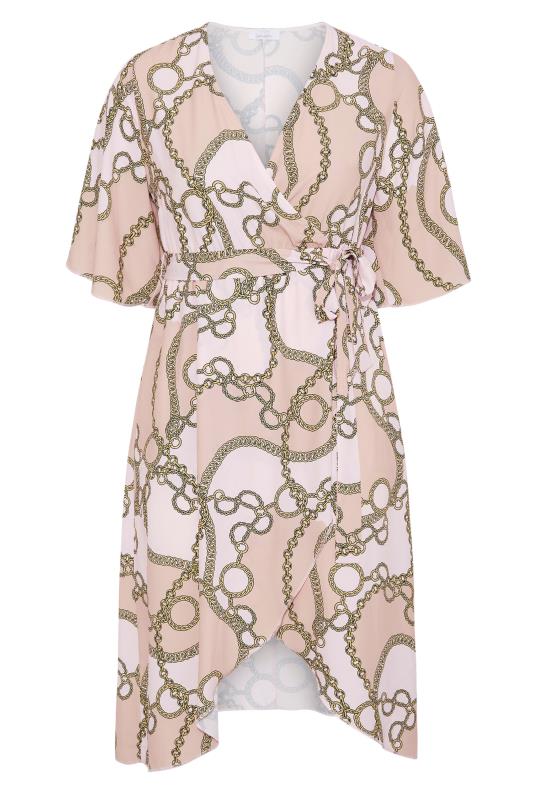 YOURS LONDON Curve Pink Chain Print Wrap Dress 6