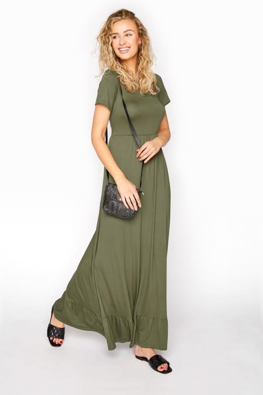LTS Tall Khaki Green Tiered Maxi Dress 2