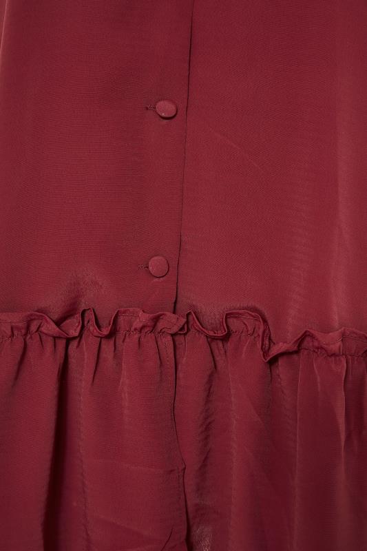 YOURS LONDON Curve Wine Red Ruffle Shirt 5