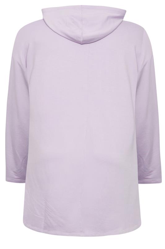 YOURS Curve Plus Size Lilac Purple 'Brooklyn' Slogan Longline Hoodie | Yours Clothing  7