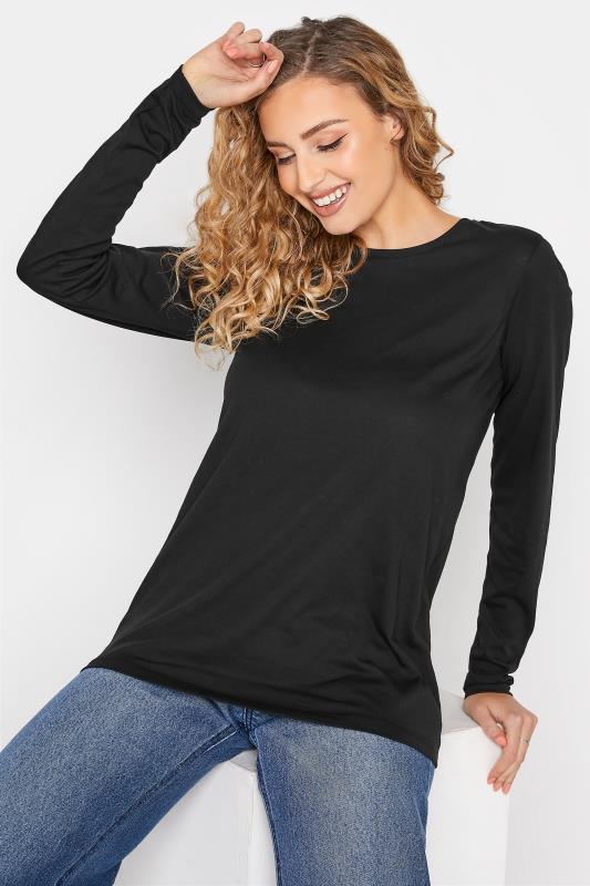 LTS Tall Women's Black Dipped Hem T-Shirt | Long Tall Sally 1
