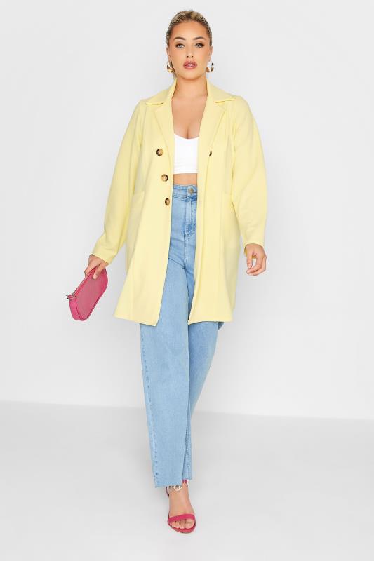 LIMITED COLLECTION Curve Lemon Yellow Button Front Blazer 2