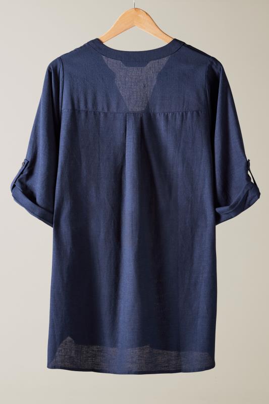 EVANS Plus Size Navy Blue Linen Utility Top | Evans  6