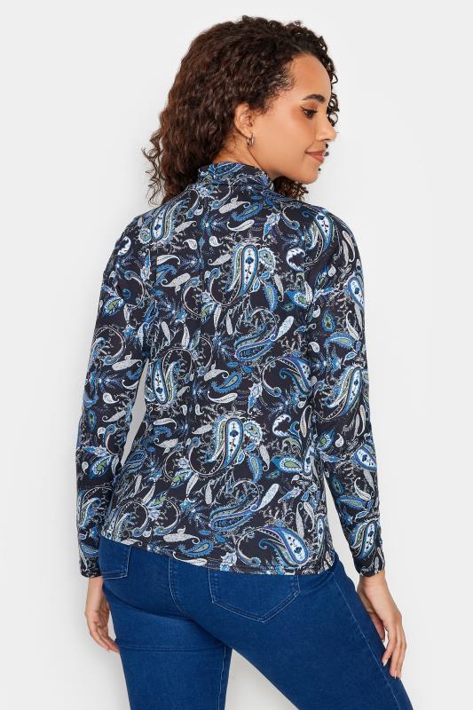 M&Co Black & Blue Paisley Print Turtle Neck Long Sleeve Top | M&Co 2
