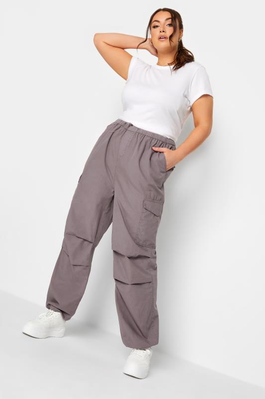 YOURS Plus Size Grey Cargo Parachute Trousers | Yours Clothing  2