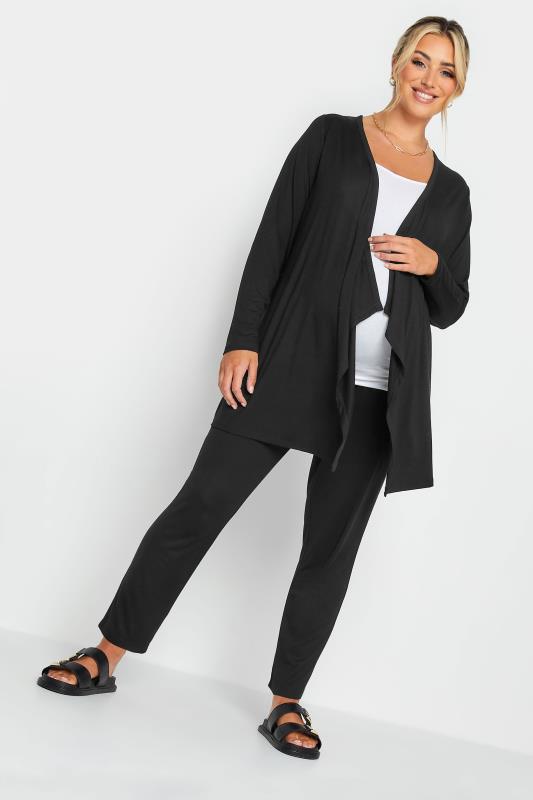 BUMP IT UP MATERNITY Plus Size Curve Black Waterfall Cardigan | Yours Clothing  2