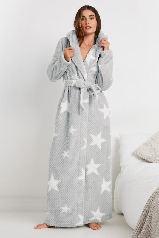 LTS Tall Grey Star Print Waffle Maxi Dressing Gown | Long Tall Sally 5