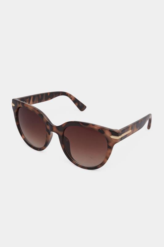 Plus Size Brown Tortoiseshell Oversized Gold Detail Sunglasses | Yours Clothing 3