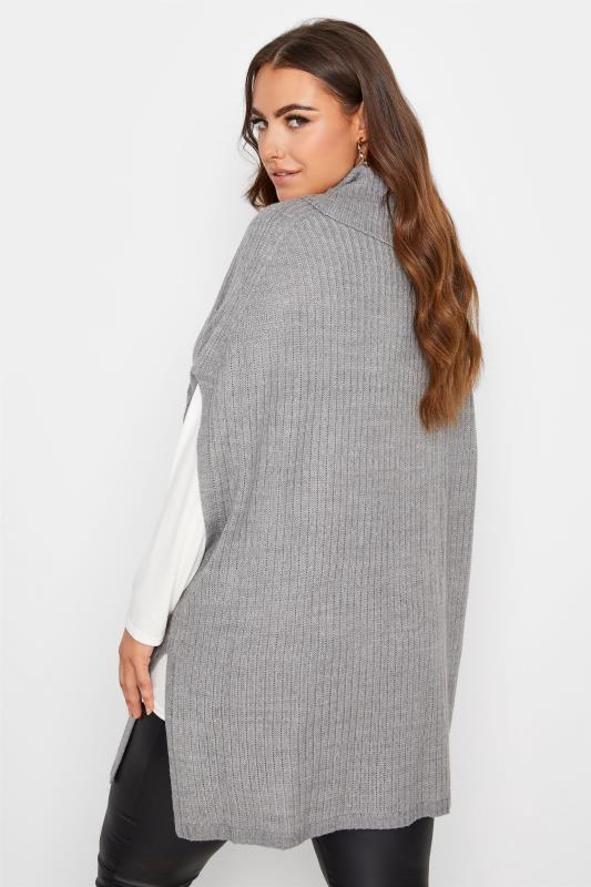 Curve Grey Ribbed Knit Tabard Vest Top 3